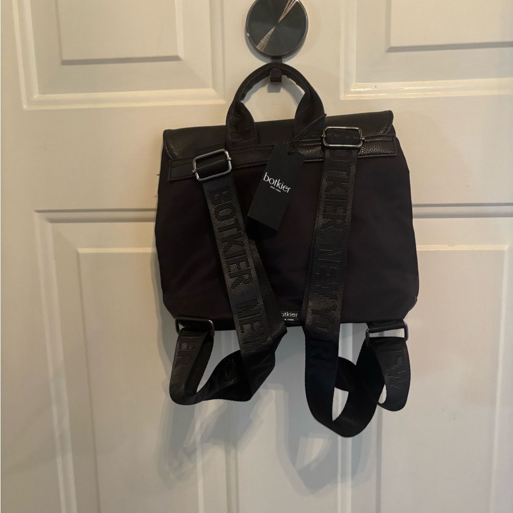 Botkier Sleek Black Nylon Backpack with Leather Accents - Picture 4 of 4